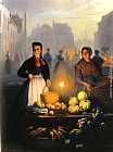 A Market Stall by Moonlight by Petrus Van Schendel